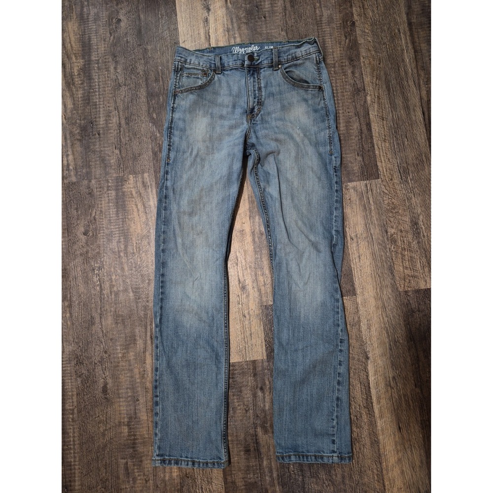 Wrangler Retro Slim Straight Jeans Mens 32x34 Blue Stretch Western Cowboy